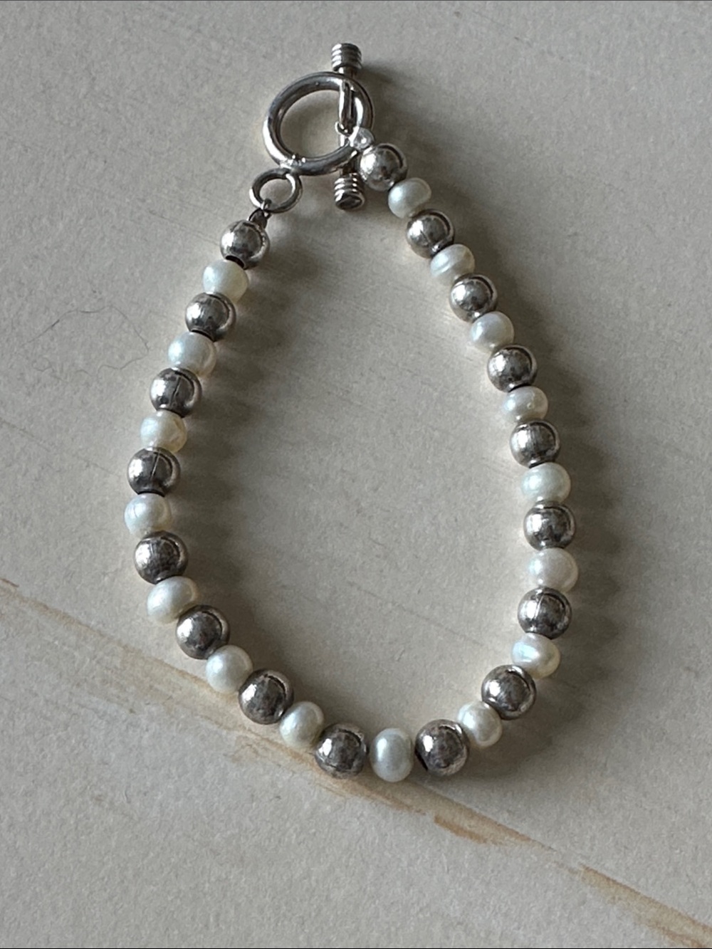 Silpada Silver & White Pearl Beaded Bracelet